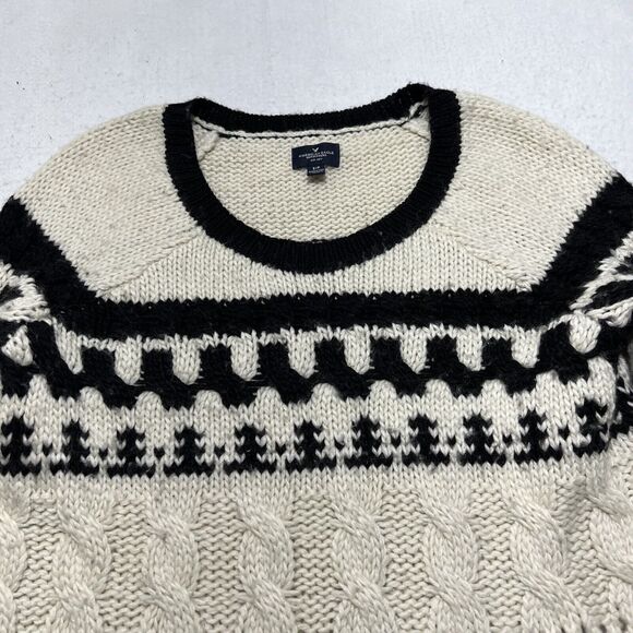 American Eagle Outfitters Women's Small Wool Blend Chunky Knit Striped Sweater - Picture 2 of 12